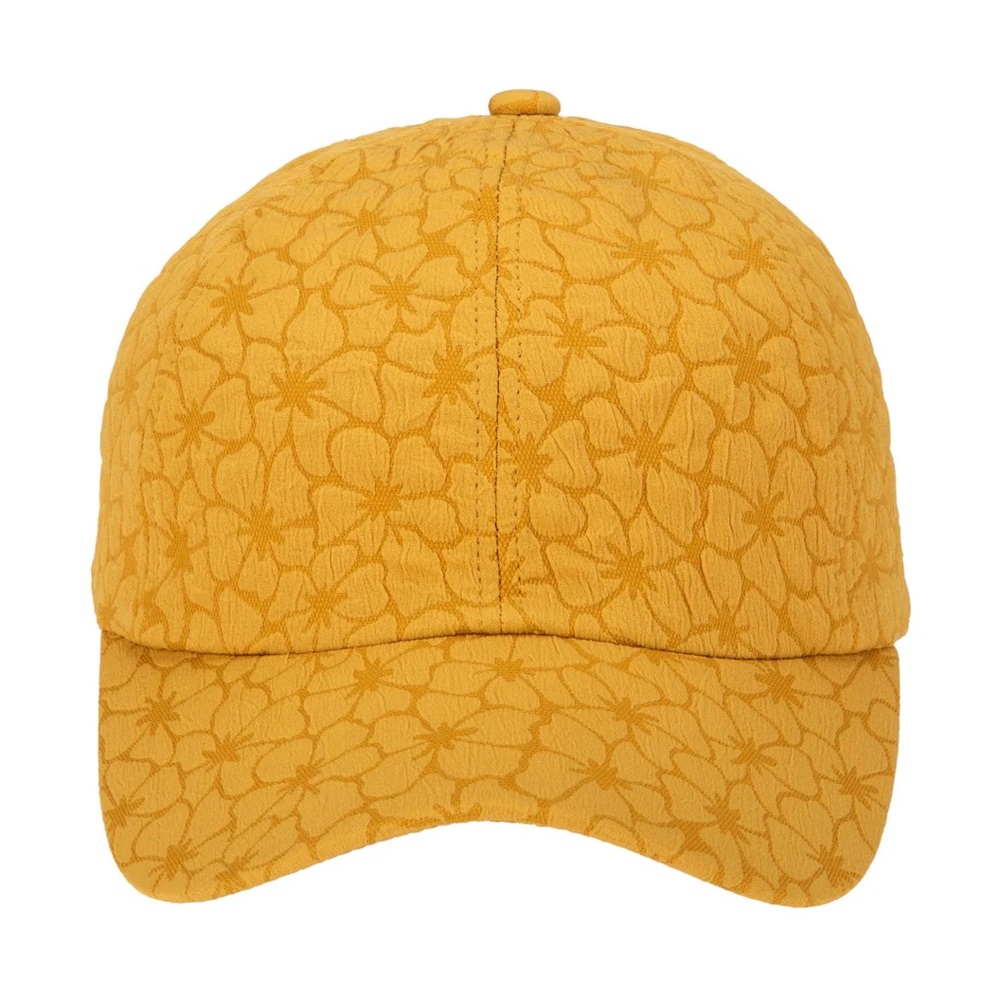 Anthropologie Mustard floral ball cap